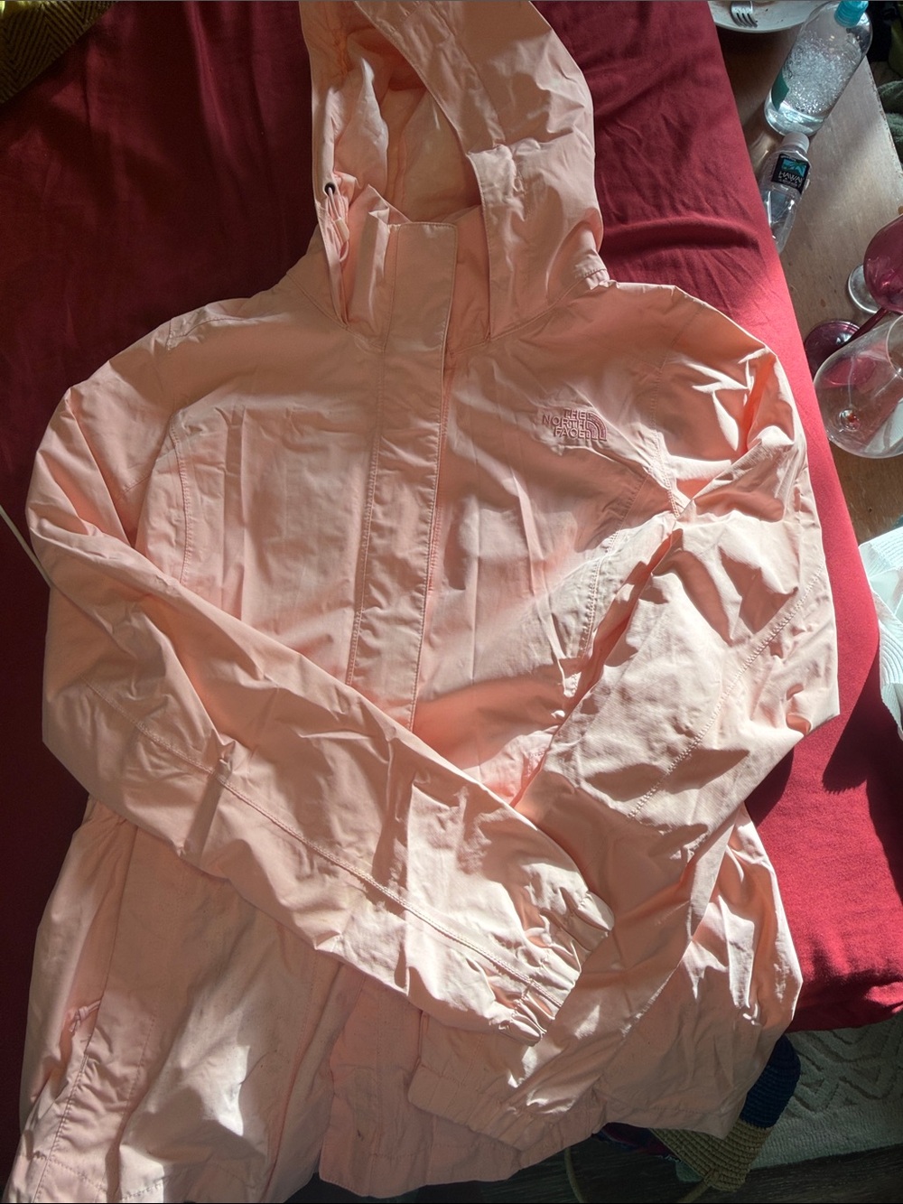 The North Face Light Pink Hooded windbreaker /hiking Jacket